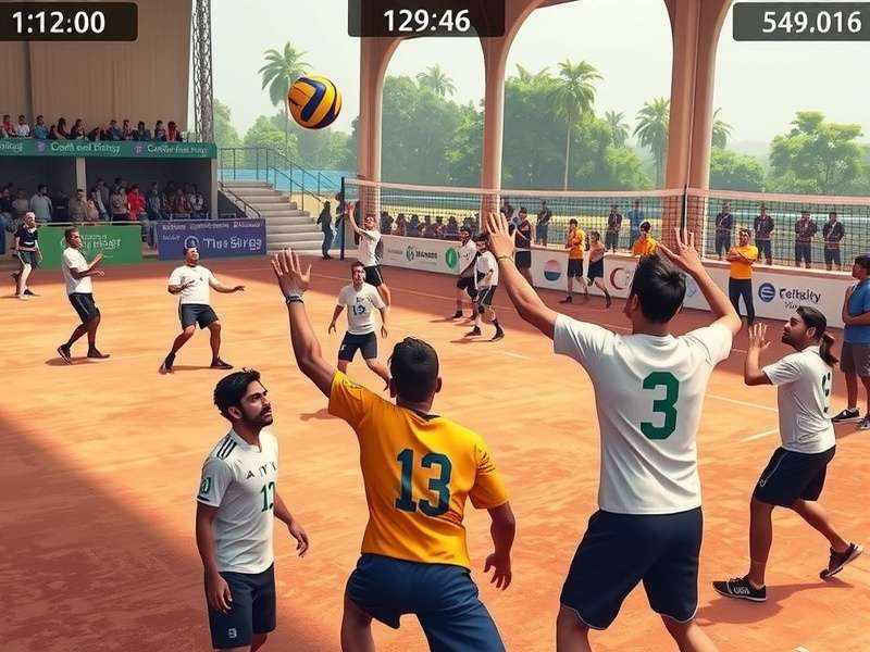 Federation Cup Volley gameplay screenshot showing intense volleyball action